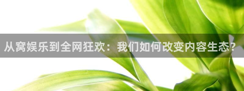 摩登7注册平台：从窝娱乐到全网狂欢：我们如何改变内容生态？